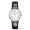 Orologi Longines Orologi Longines Uomo | Orologio Longines Elegant Collection In Oro Rosa 18 Carati Pelle Nera 37 Mm