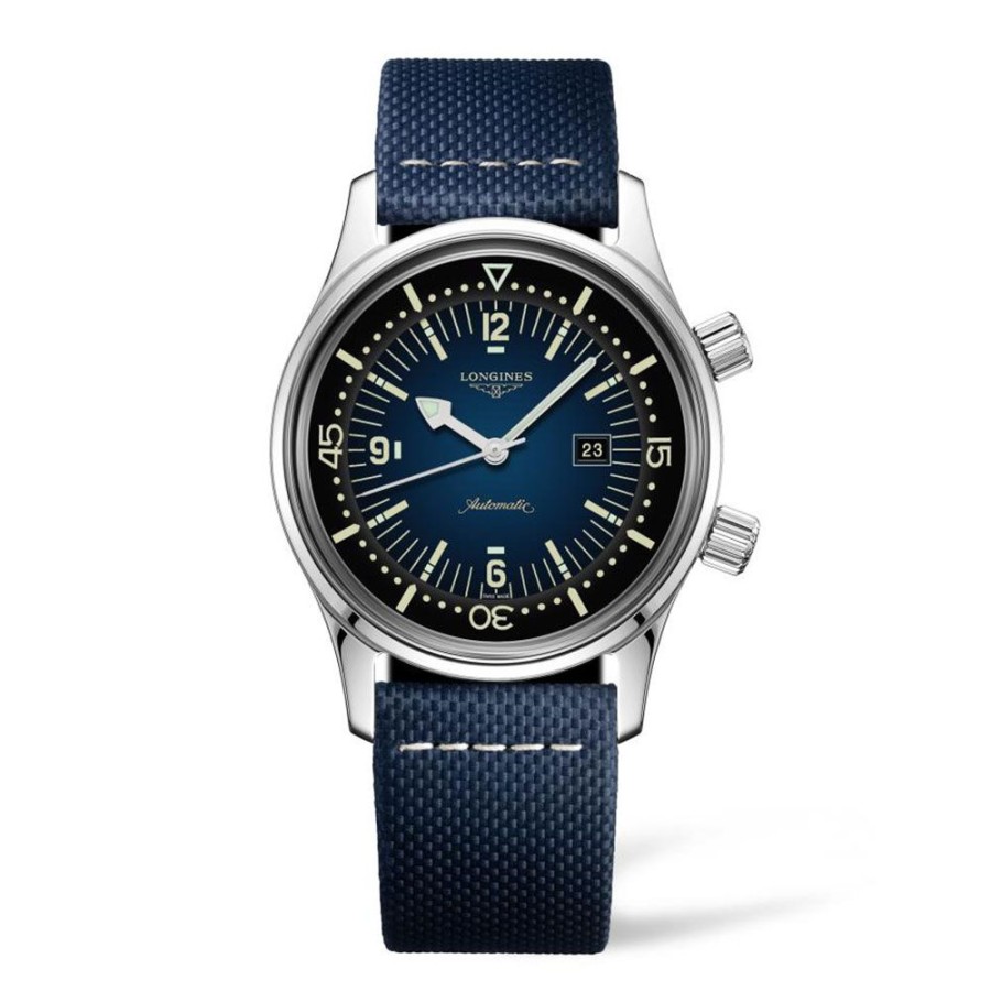 Orologi Longines Orologi Longines Uomo | Orologio Longines Legend Diver Automatico Acciaio Blu Pelle Blu 36 Mm