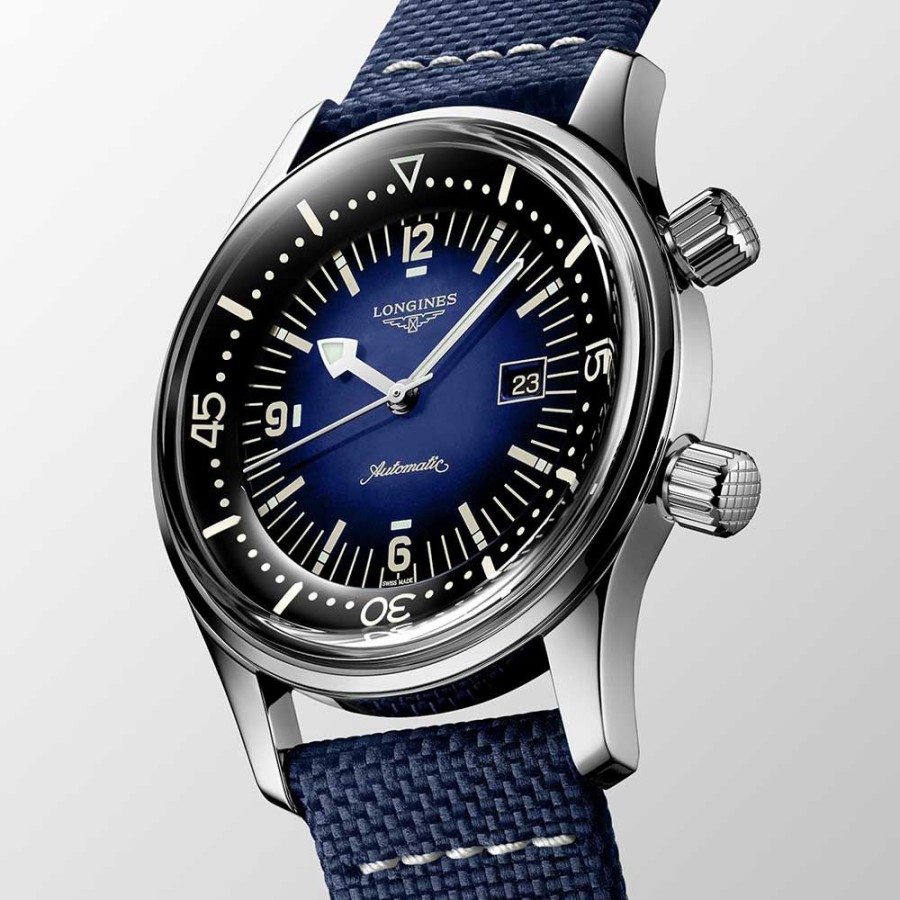 Orologi Longines Orologi Longines Uomo | Orologio Longines Legend Diver Automatico Acciaio Blu Pelle Blu 36 Mm