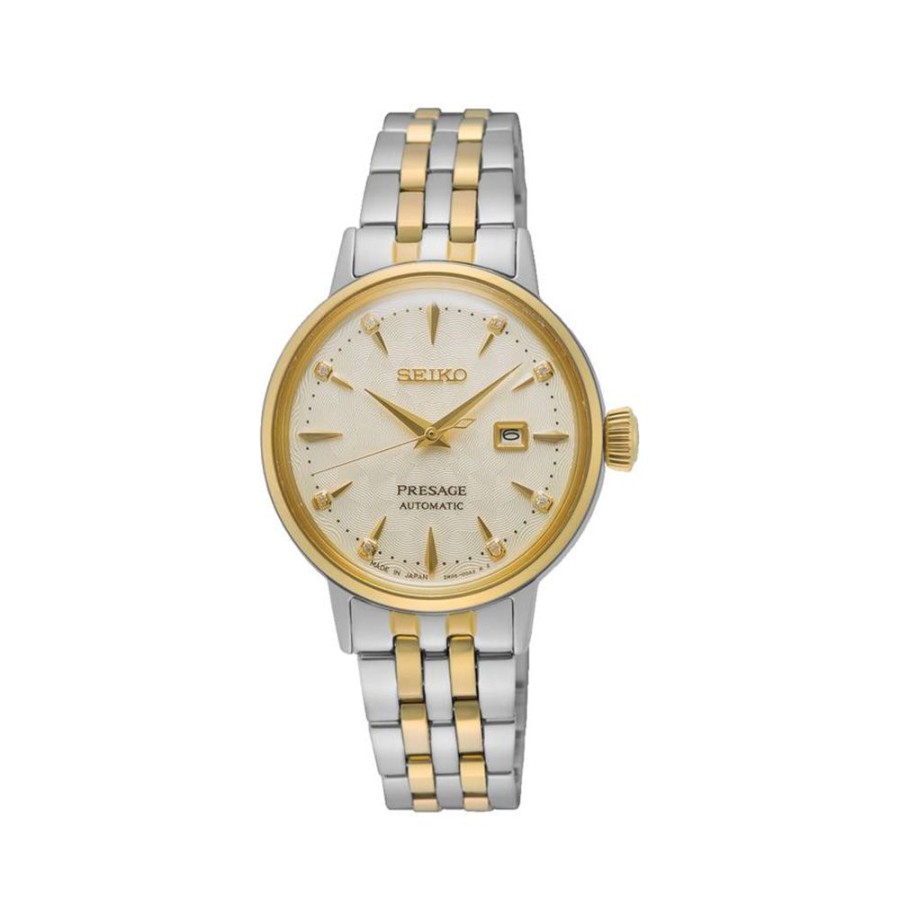 Orologi Seiko Orologi Seiko Donna | Orologio Seiko Automatico Presage Acciaio Pvd Oro Beige 28 Mm Sre010J1