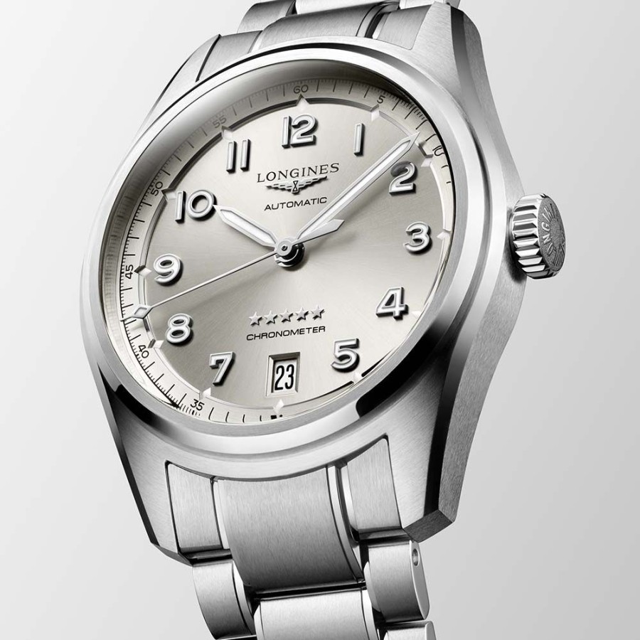 Orologi Longines Orologi Longines Donna | Orologio Longines Spirit Champagne Automatico Acciaio 37 Mm