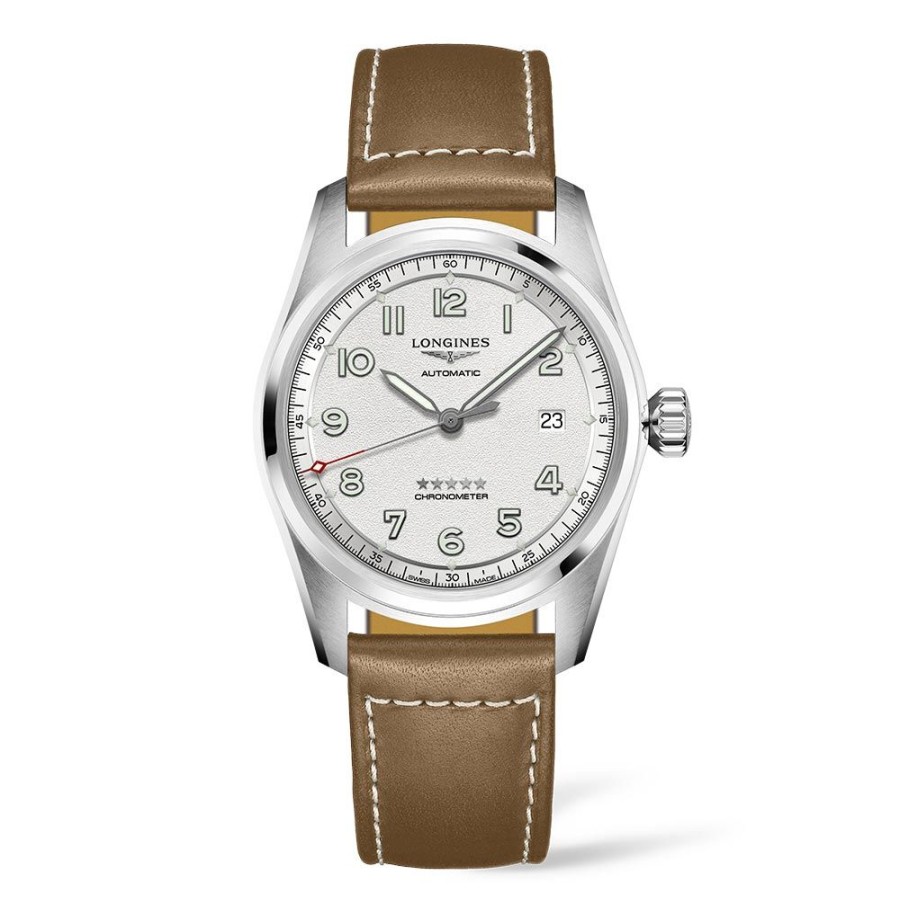 Orologi Longines Orologi Longines Uomo | Orologio Longines Spirit Automatico Argento Pelle Marrone 40 Mm