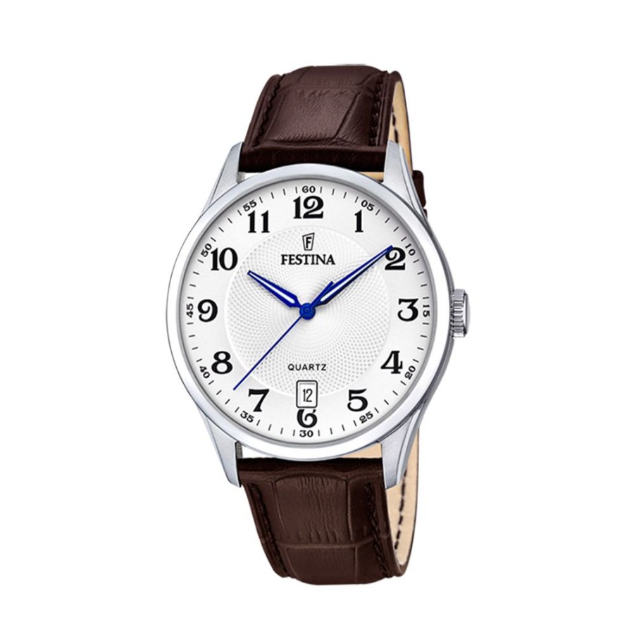 Orologi Festina Orologi Festina Uomo | Orologio Festina Classic Bianco Cinturino Pelle 43 Mm