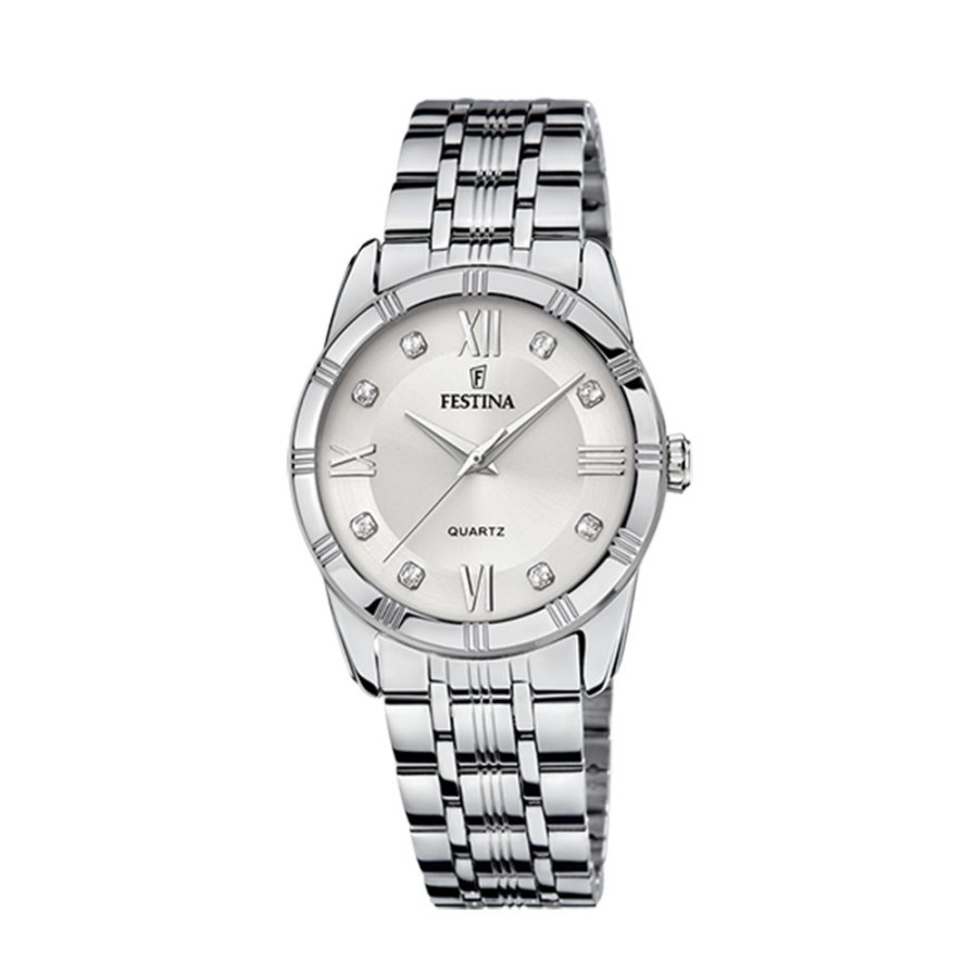 Orologi Festina Orologi Festina Donna | Orologio Festina Glamour Bianco Bracciale Acciaio 32 Mm