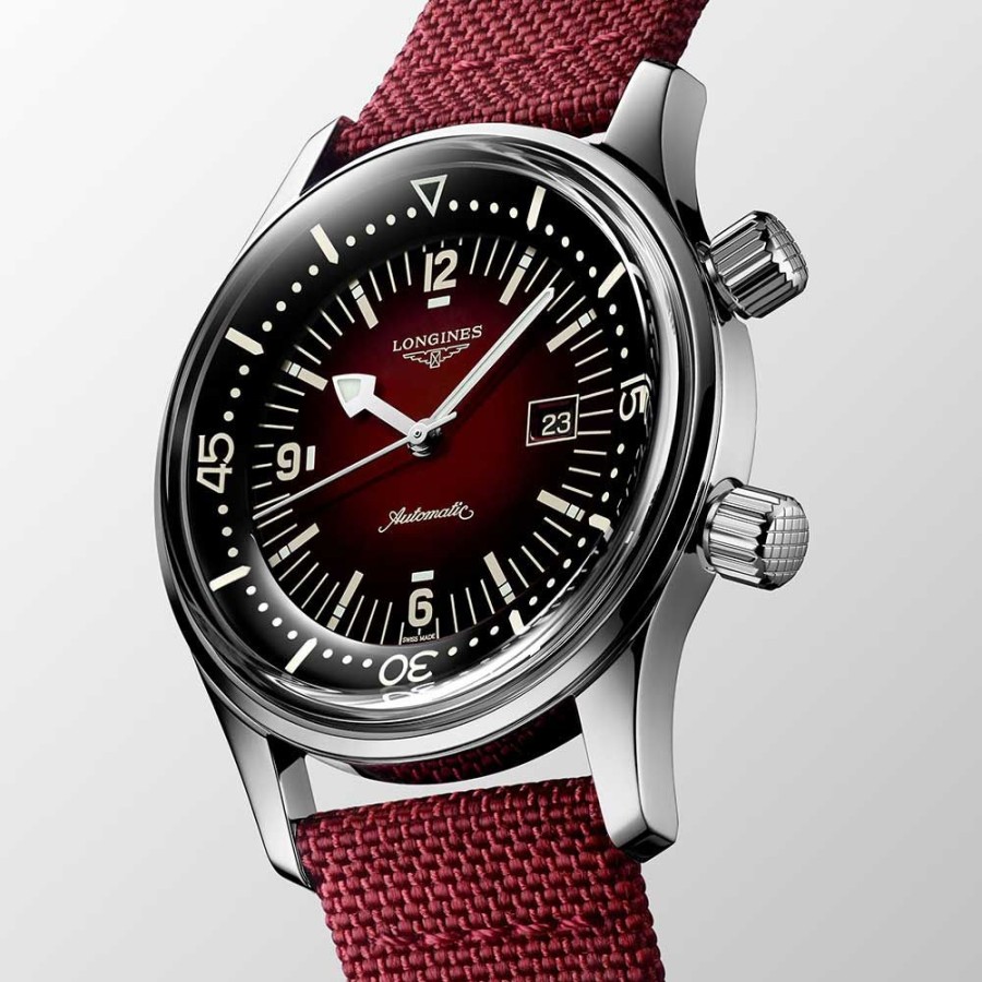 Orologi Longines Orologi Longines Uomo | Orologio Longines Legend Diver Automatico Acciaio Bordeaux 36 Mm