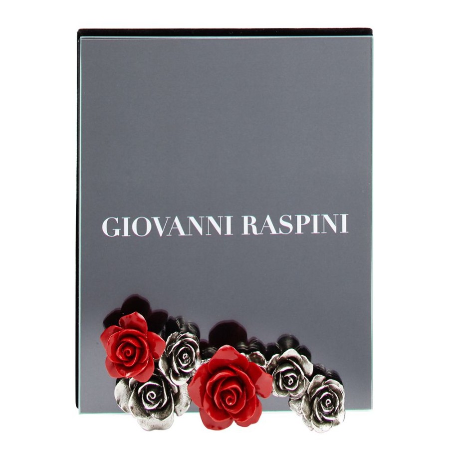 Articoli Da Regalo Giovanni Raspini Cornici Bronzo Bianco E Ottone | Cornice Giovanni Raspini Rose In Bronzo Bianco 12 X 15 Cm