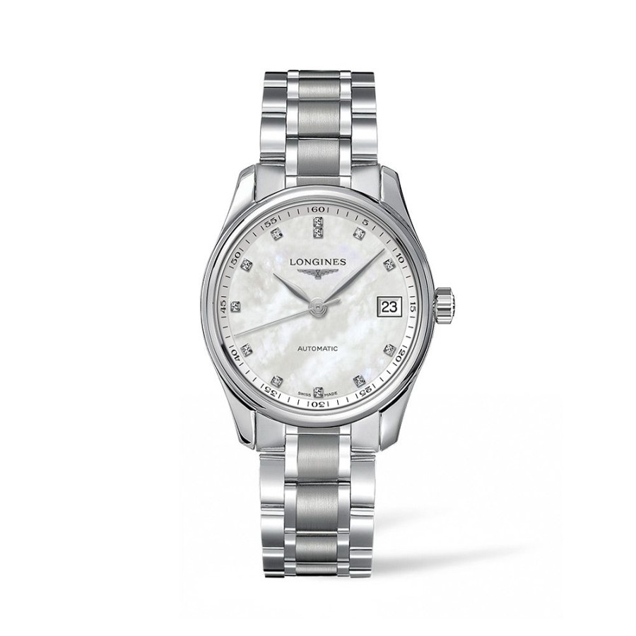 Orologi Longines Orologi Longines Donna | Orologio Longines Master Collection Acciaio Madreperla E Diamanti 34 Mm