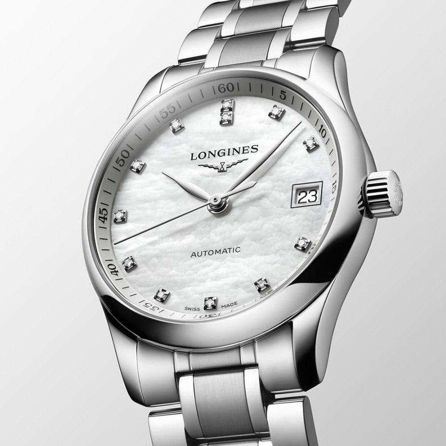 Orologi Longines Orologi Longines Donna | Orologio Longines Master Collection Acciaio Madreperla E Diamanti 34 Mm