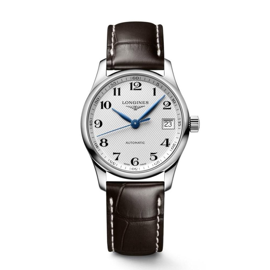 Orologi Longines Orologi Longines Donna | Orologio Longines Master Collection Automatico Argento Pelle Marrone 34 Mm