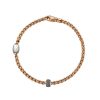 Gioielli Fope Gioielli Fope Uomo | Bracciale Fope Collezione Eka In Oro Rosa Con Diamanti Neri