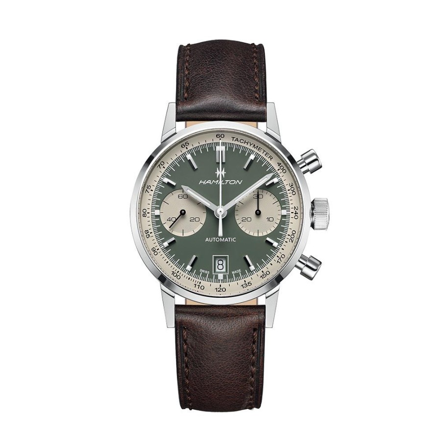 Orologi Hamilton Orologi Hamilton Uomo | Orologio Hamilton American Classic Intra-Matic Auto Crono Verde 40 Mm