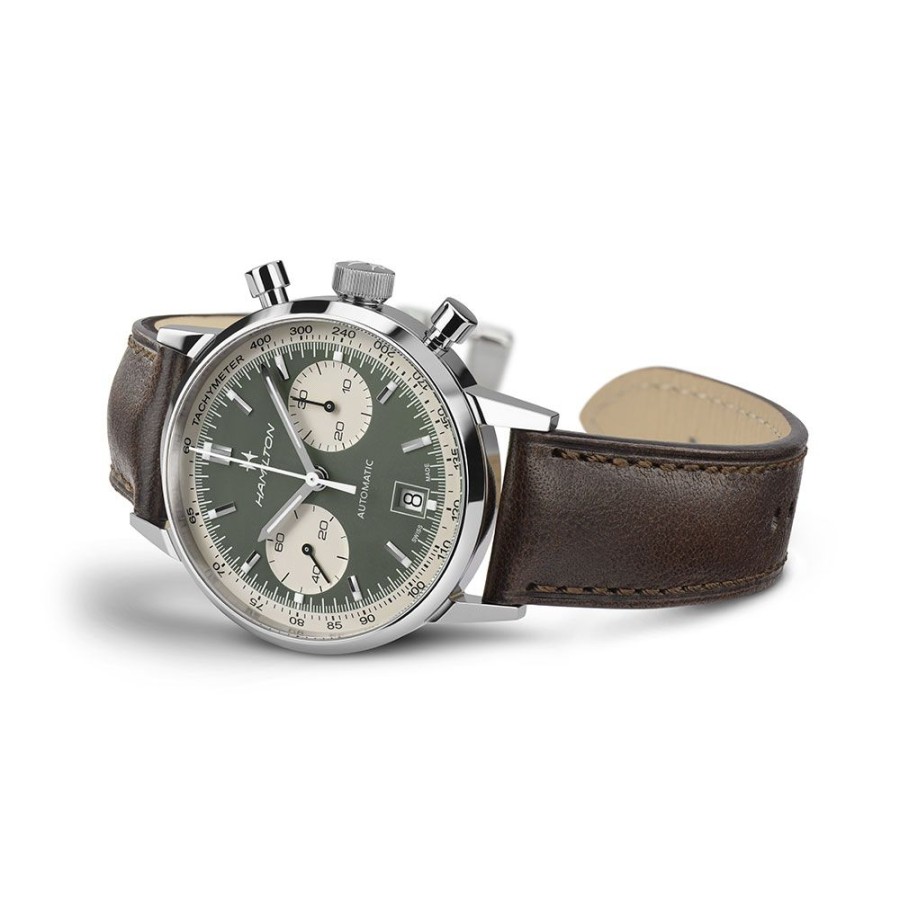 Orologi Hamilton Orologi Hamilton Uomo | Orologio Hamilton American Classic Intra-Matic Auto Crono Verde 40 Mm