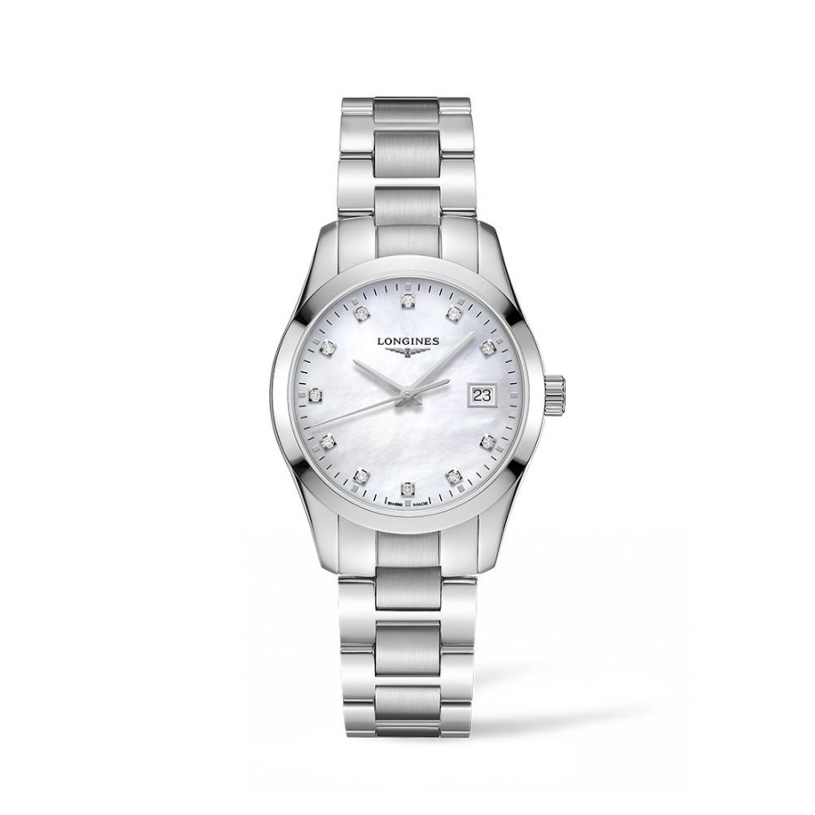 Orologi Longines Orologi Longines Donna | Orologio Longines Conquest Classic Madreperla E Diamanti Quartz 34 Mm