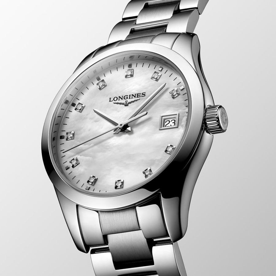 Orologi Longines Orologi Longines Donna | Orologio Longines Conquest Classic Madreperla E Diamanti Quartz 34 Mm