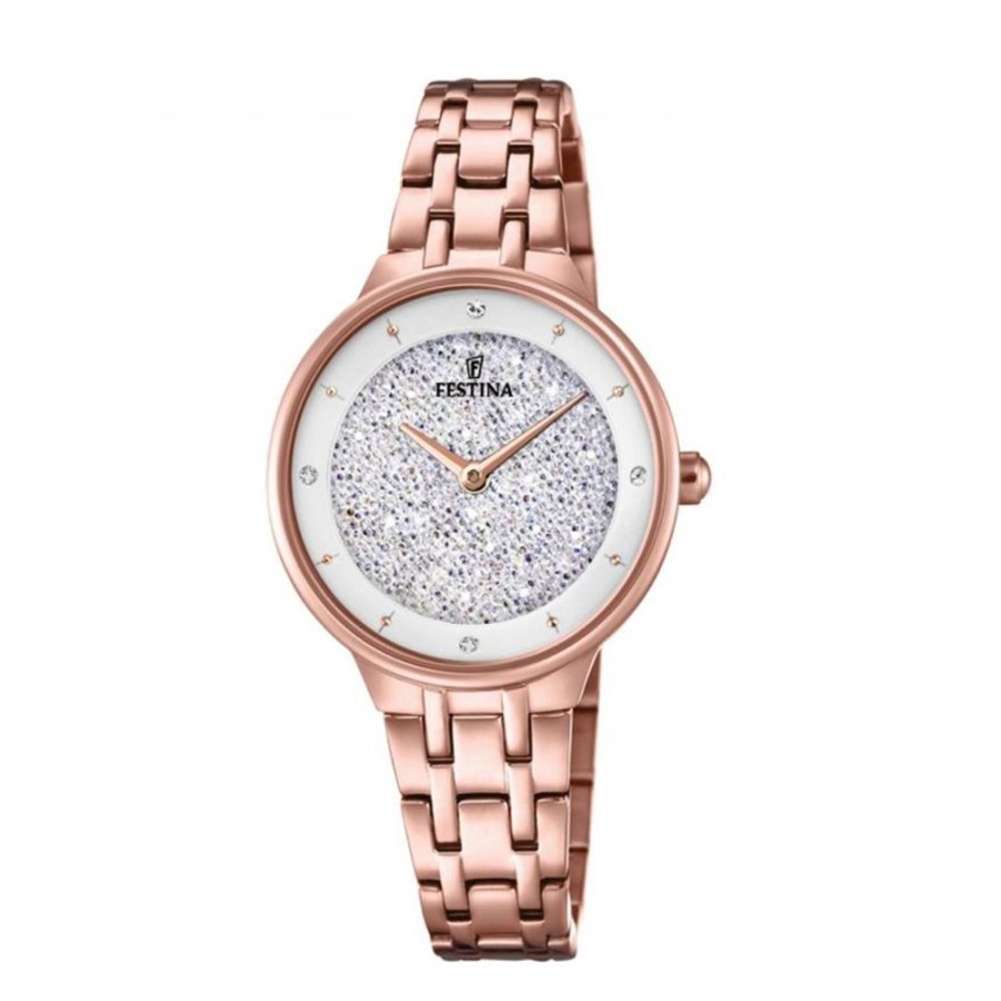 Orologi Festina Orologi Festina Donna | Orologio Festina Donna Con Cristalli Swarovski Collezione Mademoiselle Placcato In Oro Rosa Con Quadrante Argento