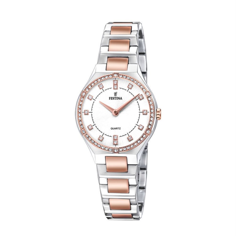 Orologi Festina Orologi Festina Donna | Orologio Festina Donna In Acciaio E Pvd Rose Collezione Mademoiselle Con Lunetta In Zirconi