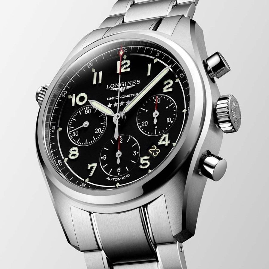 Orologi Longines Orologi Longines Uomo | Orologio Longines Spirit Automatico Chronometro Acciaio Nero 42 Mm