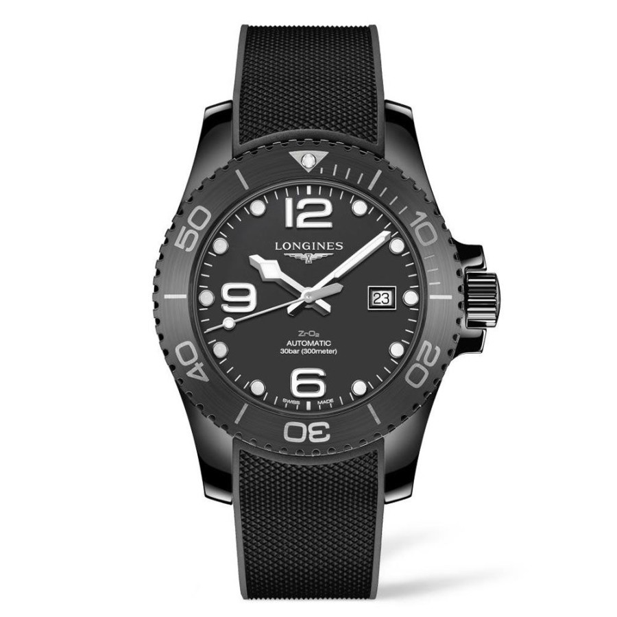 Orologi Longines Orologi Longines Uomo | Orologio Longines Hydroconquest Automatico Nero Caucciu 43 Mm