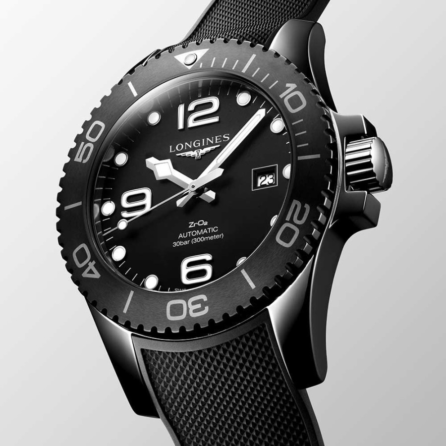 Orologi Longines Orologi Longines Uomo | Orologio Longines Hydroconquest Automatico Nero Caucciu 43 Mm