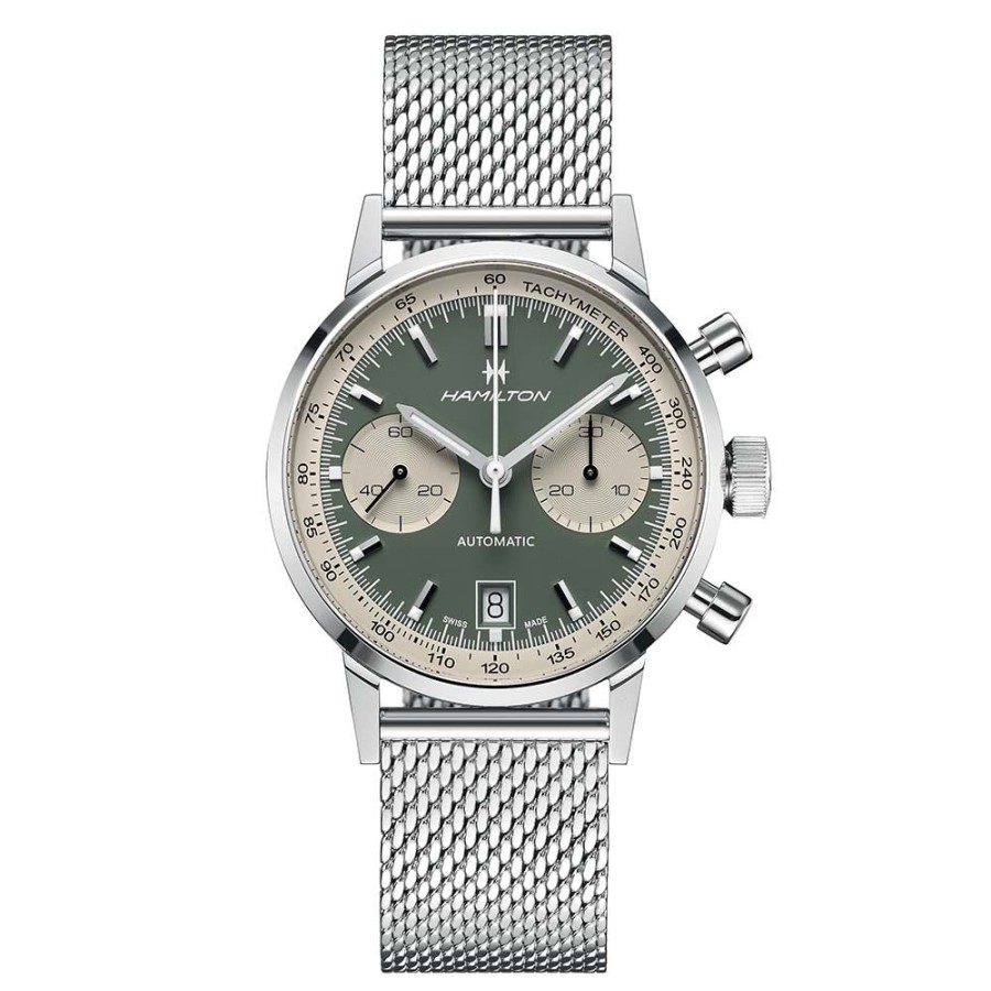 Orologi Hamilton Orologi Hamilton Uomo | Orologio Hamilton American Classic Intra-Matic Auto Chrono Automatico Acciaio Verde 40Mm