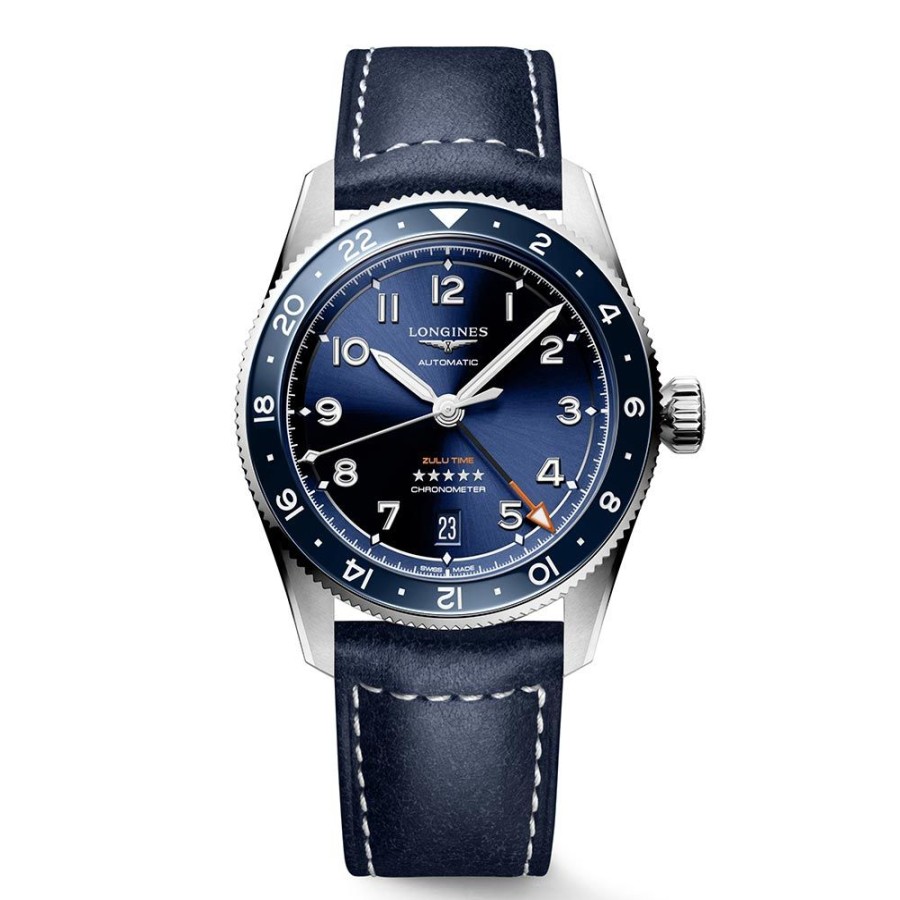 Orologi Longines Orologi Longines Uomo | Orologio Longines Spirit Zulu Automatico Blu Pelle 39 Mm