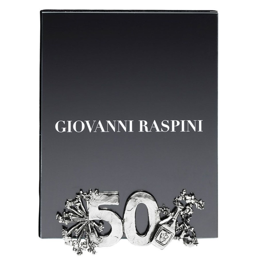 Articoli Da Regalo Giovanni Raspini Cornici Bronzo Bianco E Ottone | Cornice Giovanni Raspini 50 Anni In Bronzo Bianco 12 X 15 Cm