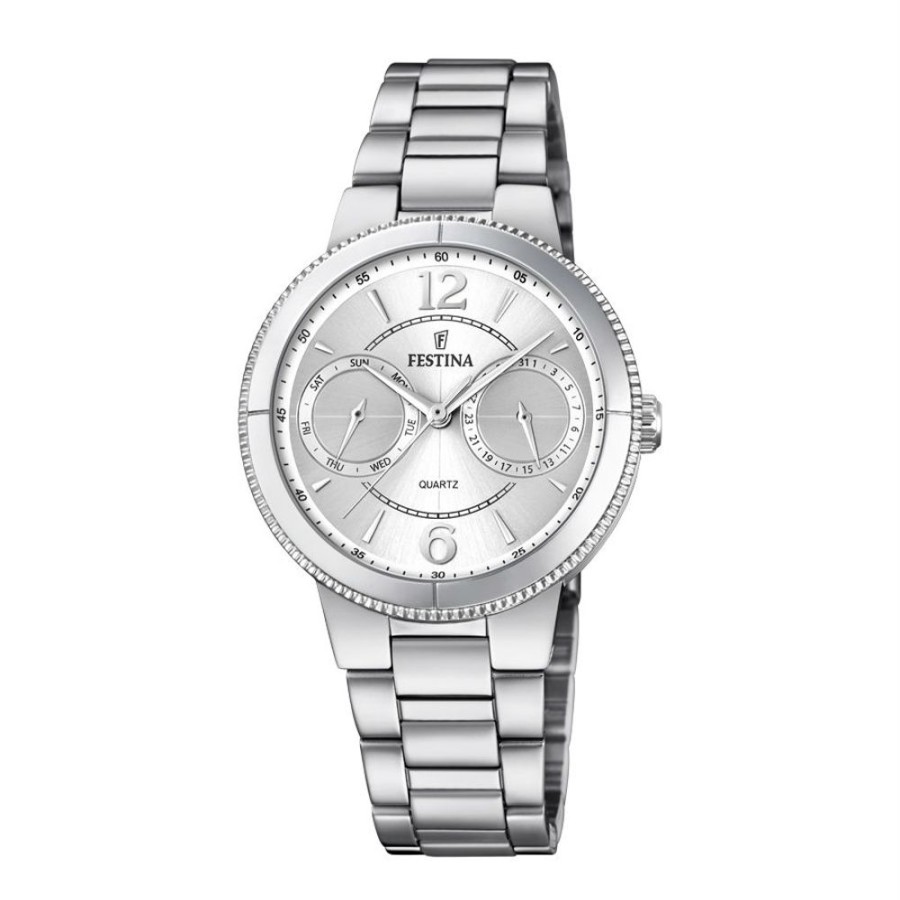 Orologi Festina Orologi Festina Donna | Orologio Festina Donna In Acciaio Inox Modello Mulfifunzione Con Quadrante Argente