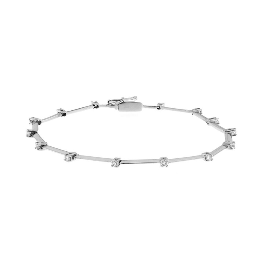 Gioielli Fabio Ferro i Gioielli Bracciali Tennis | Bracciale Tennis Fabio Ferro Snodato In Oro Bianco Con Diamanti 0,50 Carati