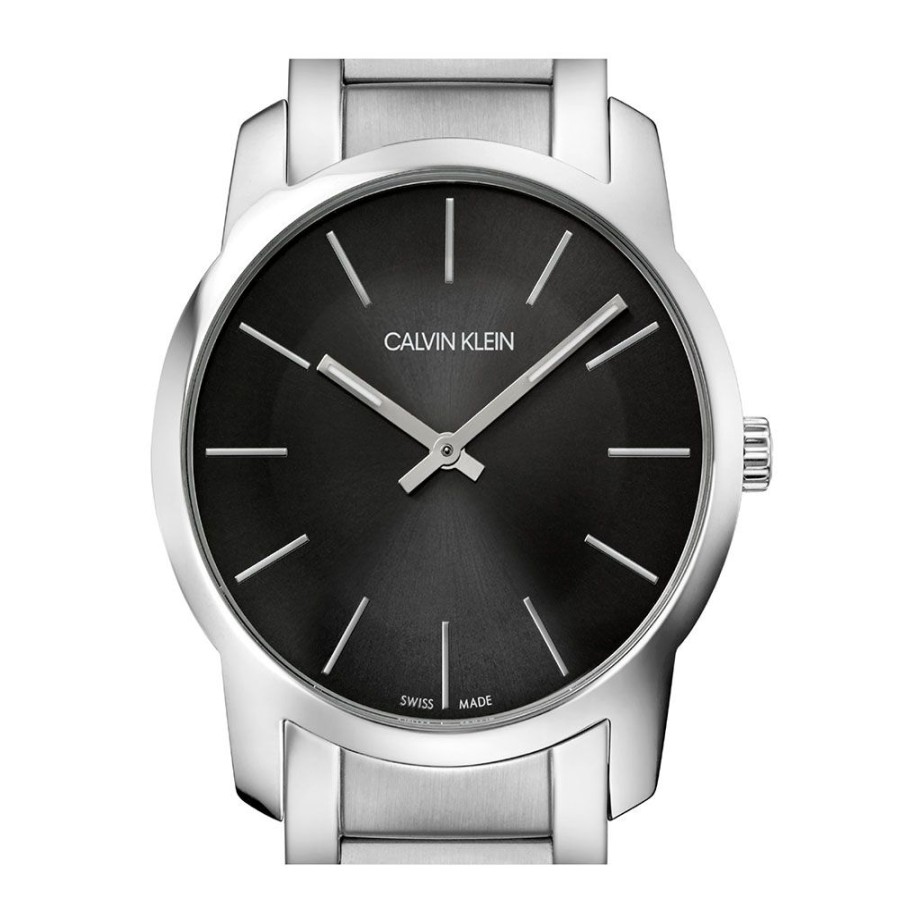 Orologi Calvin Klein Outlet Orologi | Orologio Calvin Klein Donna City Con Quadrante Grigio Freddo Mm. 37 In Acciaio