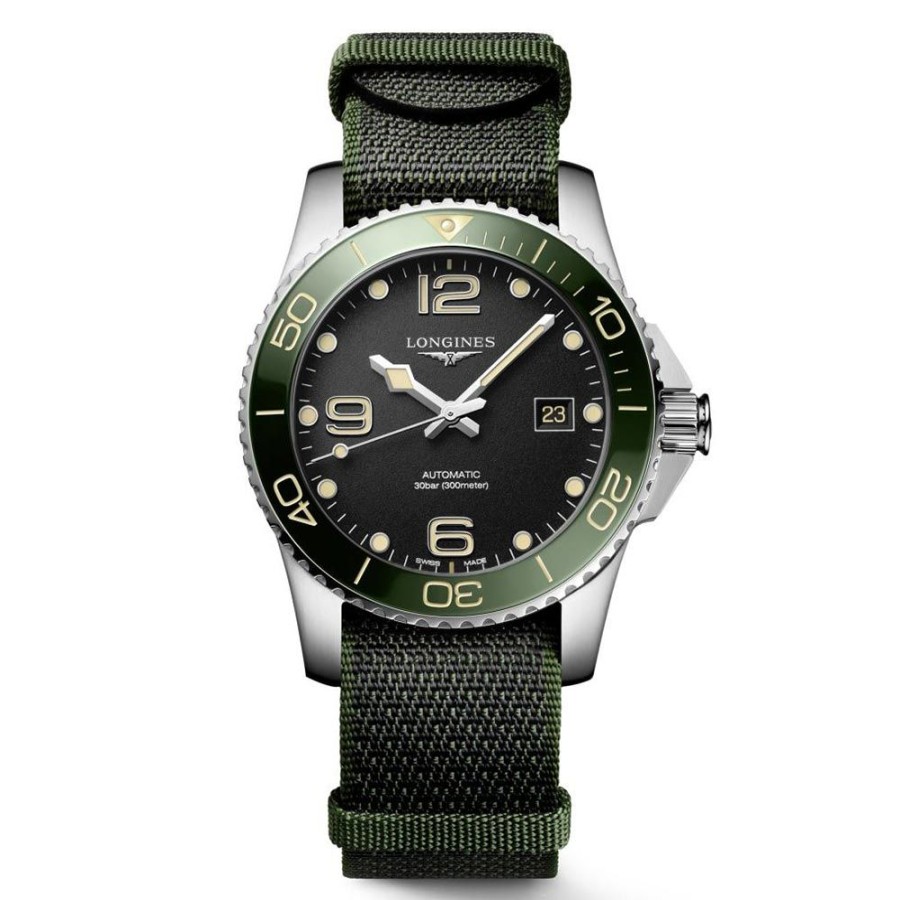 Orologi Longines Orologi Longines Uomo | Orologio Longines Hydroconquest Automatico Verde Nato 41 Mm