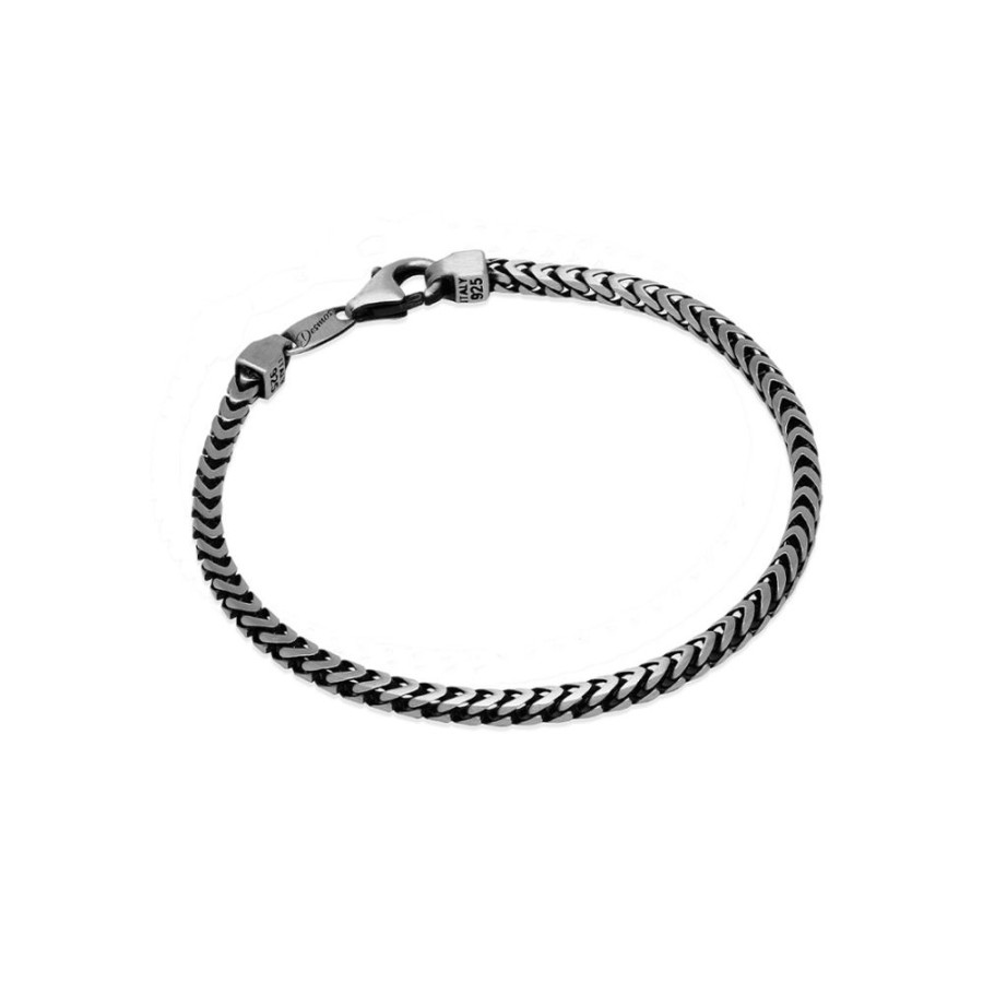 Gioielli Desmos Gioielli Desmos Uomo | Bracciale Desmos Catena Minimal In Argento Brunito Lunghezza 20 Cm