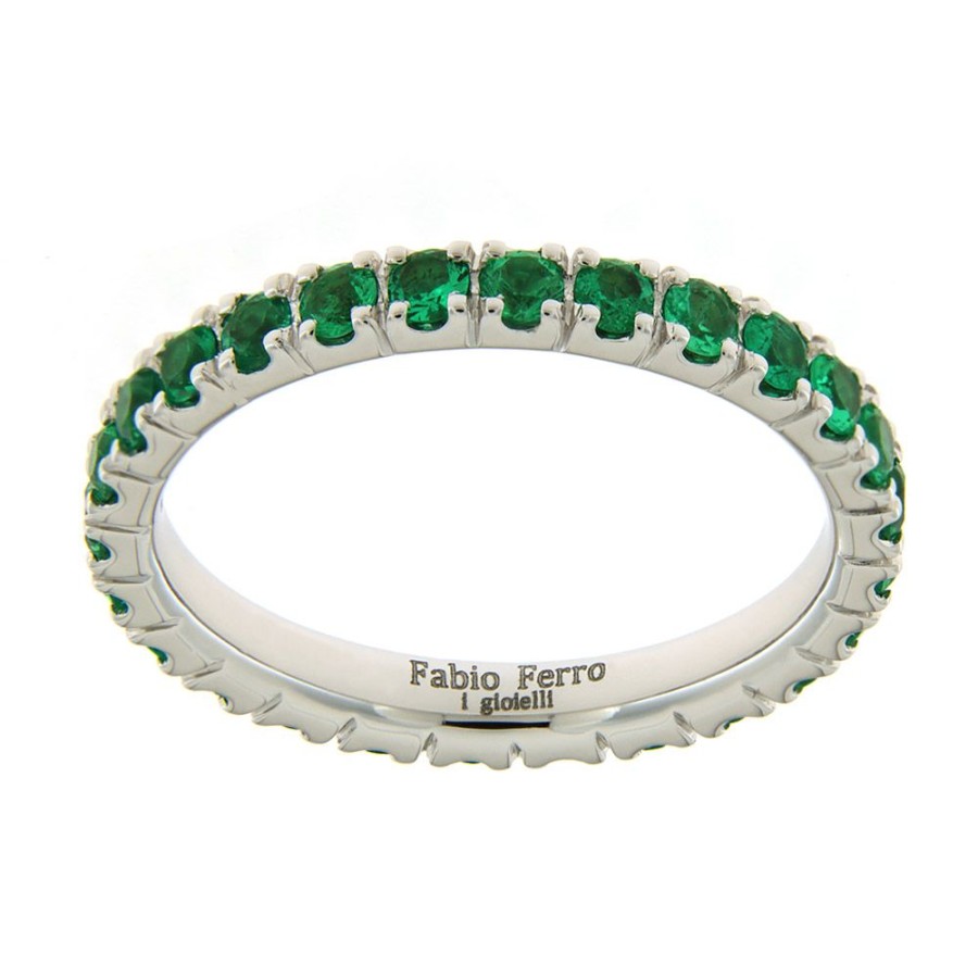 Gioielli Fabio Ferro i Gioielli Anelli Eternity | Anello Eternity Fabio Ferro Verde Smeraldo In Oro Bianco 0,96 Carati