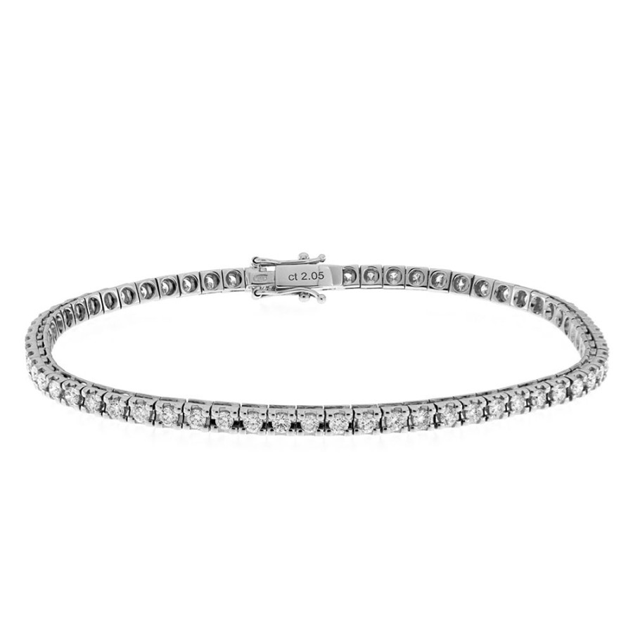 Gioielli Fabio Ferro i Gioielli Bracciali Tennis | Bracciale Tennis Fabio Ferro In Oro Bianco E Diamanti 2,05 Carati