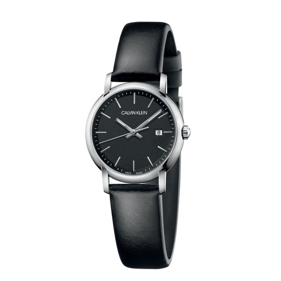 Orologi Calvin Klein Outlet Orologi | Orologio Calvin Klein Donna Established Nero Mm. 32 Con Cinturino In Pelle Nero