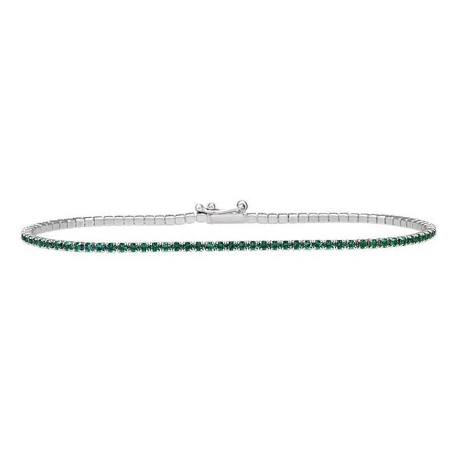 Gioielli Bliss Outlet Gioielli | Bracciale Tennis Bliss Gioielli Collezione Colors In Argento Con Zirconi Verdi