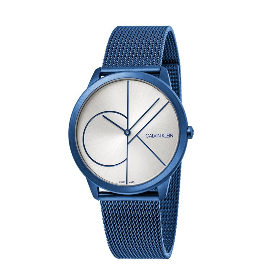 Orologi Calvin Klein Orologi Calvin Klein Uomo | Calvin Klein Minimal Man Watch In Blue Pvd Steel Silver Dial Mm. 40 With Milano Jersey Strap