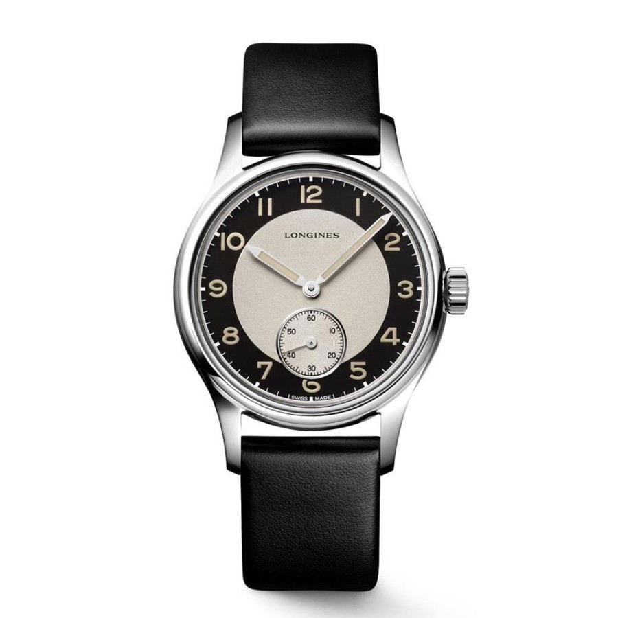 Orologi Longines Orologi Longines Uomo | Orologio Longines Heritage Classic Tuxedo Automatico Nero Pelle Nera 38,50 Mm