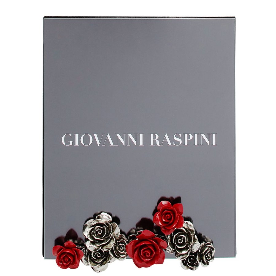 Articoli Da Regalo Giovanni Raspini Cornici Bronzo Bianco E Ottone | Cornice Giovanni Raspini Rose In Bronzo Bianco 16 X 20 Cm