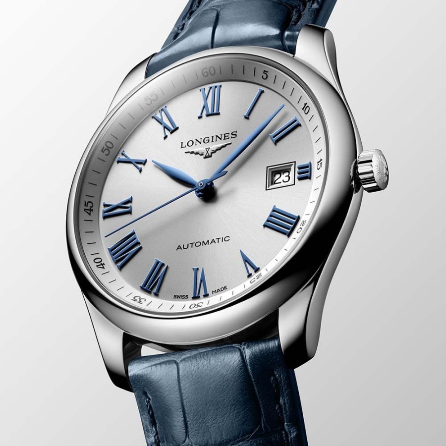 Orologi Longines Orologi Longines Uomo | Orologio Longines Master Collection Automatico Argento Pelle Blu 40 Mm