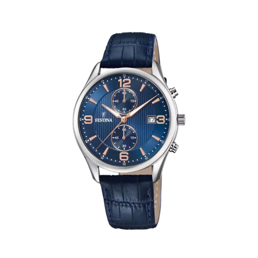 Orologi Festina Orologi Festina Uomo | Orologio Festina Timeless Chronograph Azzurro In Pelle