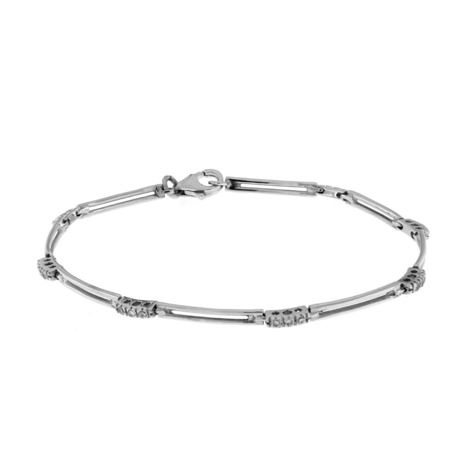 Gioielli Fabio Ferro i Gioielli Bracciali Tennis | Bracciale Tennis Fabio Ferro Snodato In Oro Bianco Con Diamanti 0,25 Carati