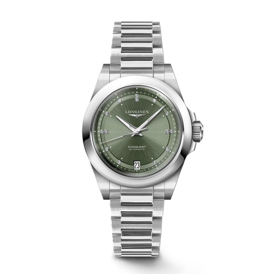 Orologi Longines Orologi Longines Donna | Orologio Longines Conquest 2023 Verde Automatico 34 Mm