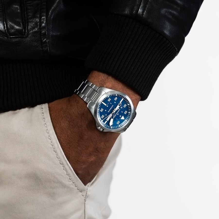 Orologi Hamilton Orologi Hamilton Uomo | Orologio Hamilton Khaki Aviation Pilot Acciaio Auto Blu 42Mm