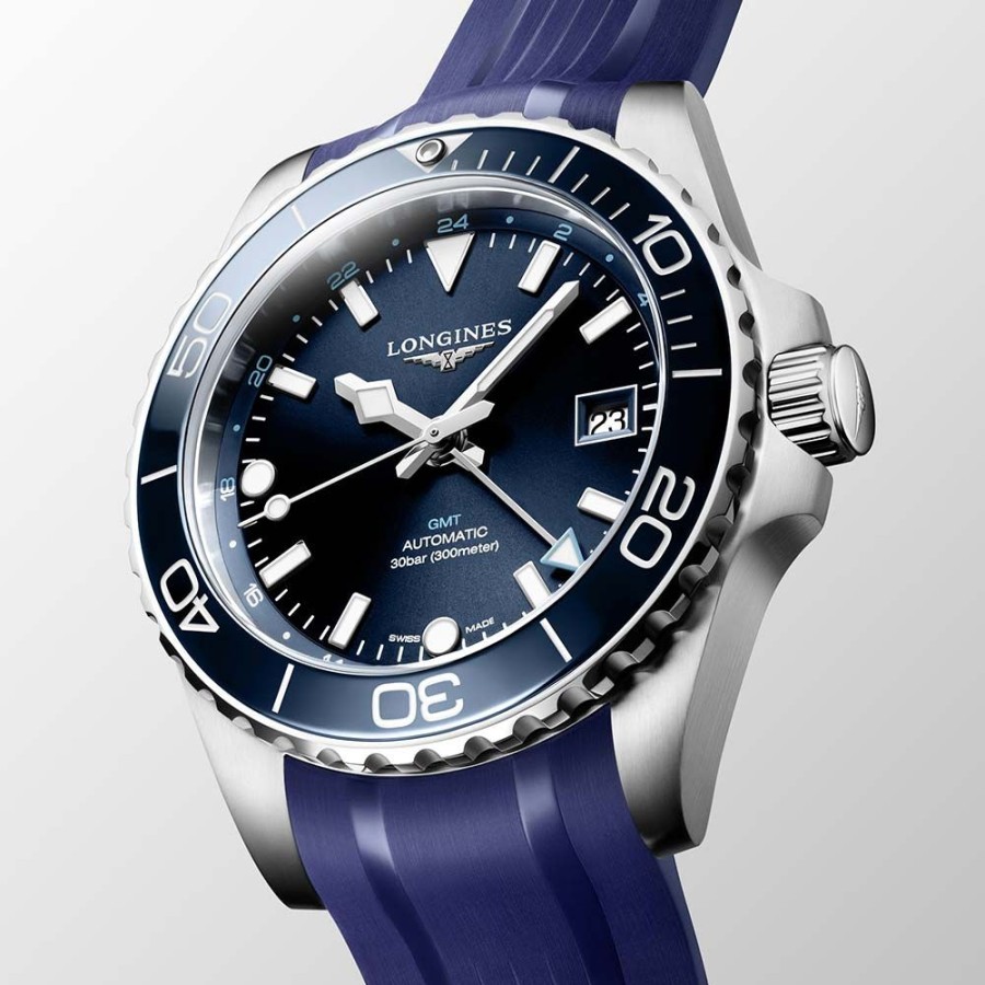 Orologi Longines Orologi Longines Uomo | Orologio Longines Hydroconquest Gmt Blu Caucciu 41 Mm