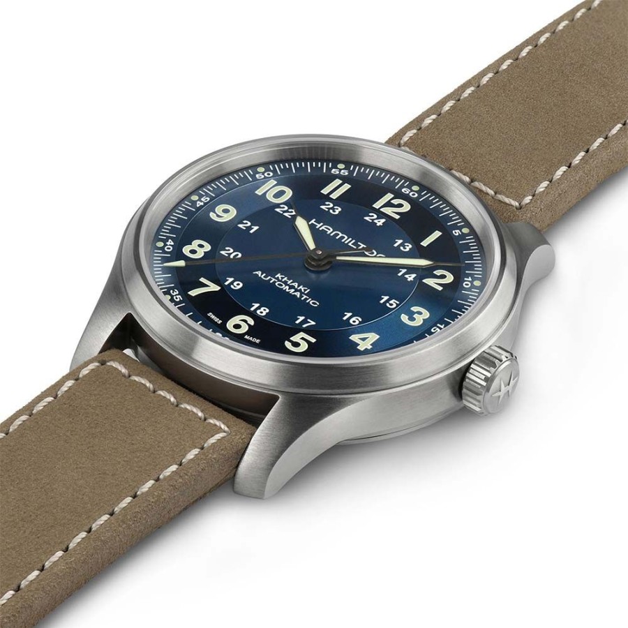 Orologi Hamilton Orologi Hamilton Uomo | Orologio Hamilton Khaki Field Titanium Automatico Blu 42 Mm