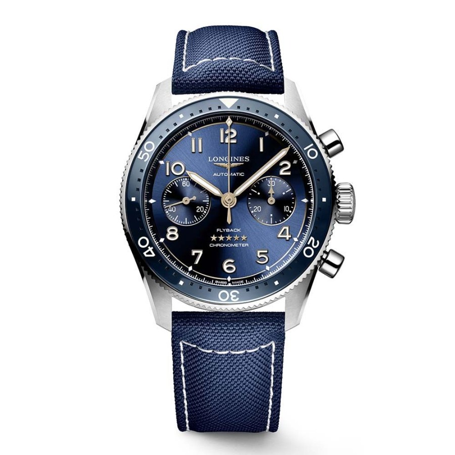 Orologi Longines Orologi Longines Uomo | Orologio Longines Spirit Flyback Automatico Acciaio Blu Pelle 42 Mm