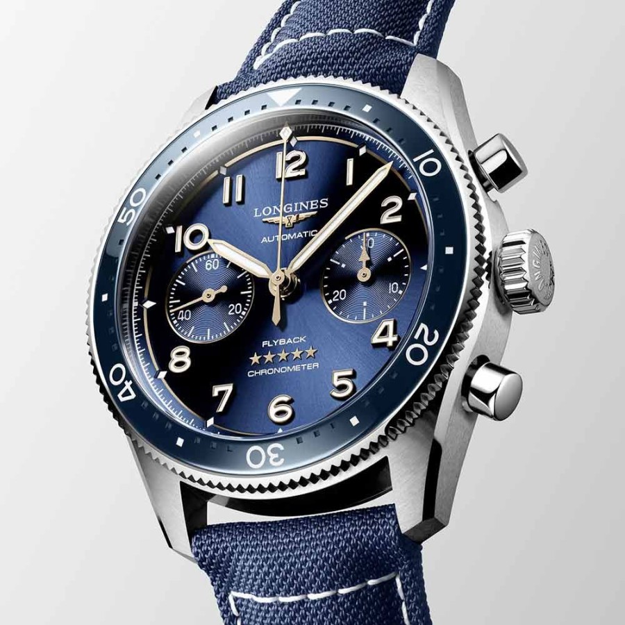 Orologi Longines Orologi Longines Uomo | Orologio Longines Spirit Flyback Automatico Acciaio Blu Pelle 42 Mm