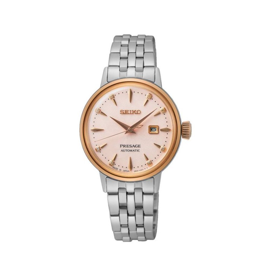 Orologi Seiko Orologi Seiko Donna | Orologio Seiko Presage Automatico Acciaio Rosa Con Diamanti 28 Mm Sre012J1