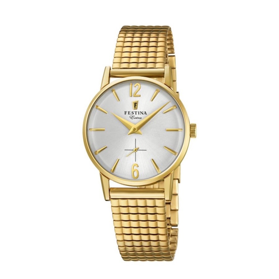 Orologi Festina Orologi Festina Donna | Orologio Festina Donna Collezione Extra In Acciaio Placcato Oro Giallo Mm. 29 Quadrante Argente Con Cinturino Elastico