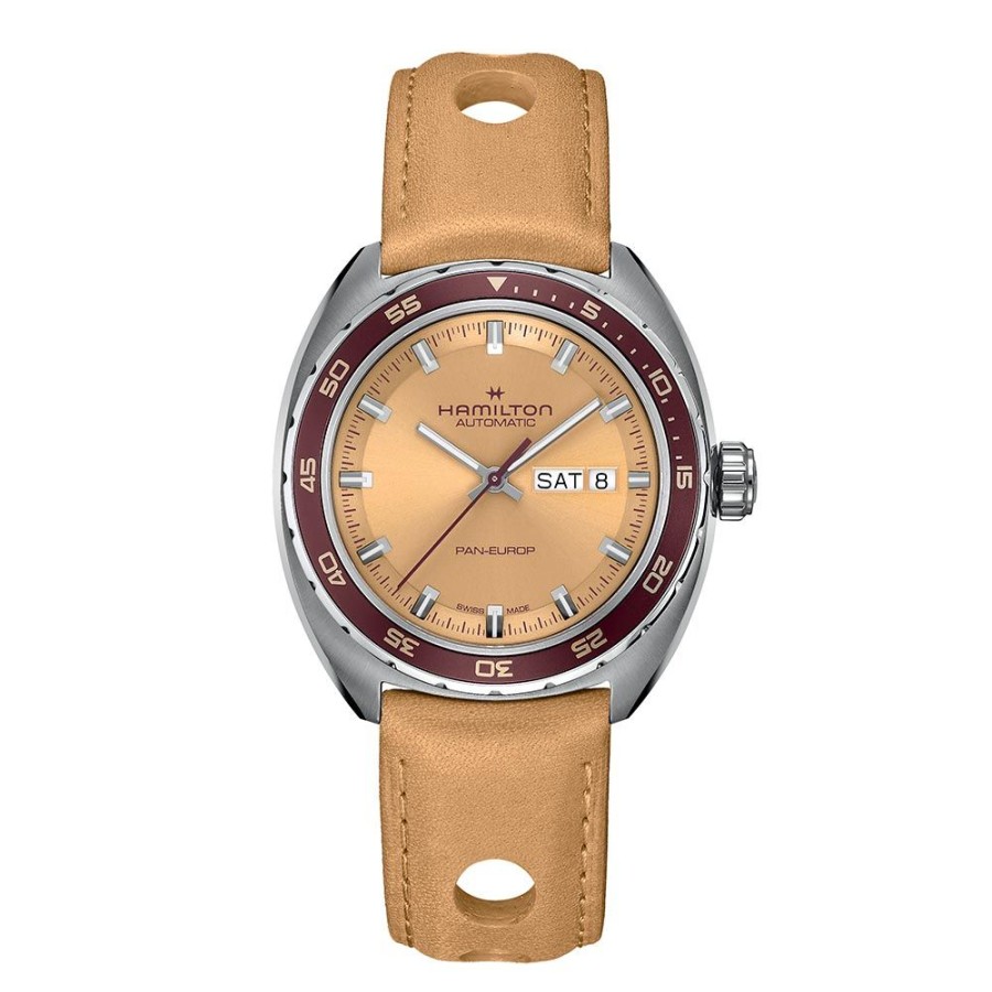 Orologi Hamilton Orologi Hamilton Uomo | Orologio Hamilton Pan Europ Beige Automatico 42 Mm